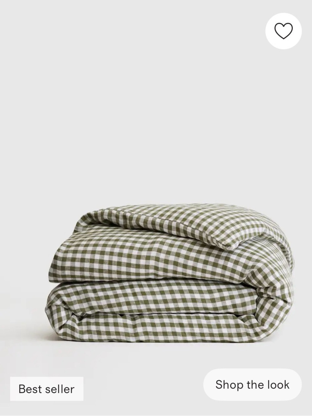 Quince Olive and White Gingham Duvet Cover